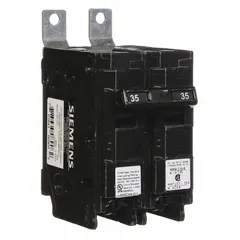 The SIEMENS B235H is a 35 A, 2-pole miniature circuit breaker from the BL Series, rated for 120/240V AC single-phase service with a maximum AIR rating of 22kA at 120/240V AC. Designed for bolt-on installation in Siemens P1 panelboards, this standard-trip breaker provides overcurrent protection for branch circuits in commercial and industrial electrical distribution systems.