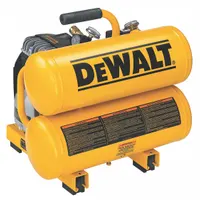 DEWALT Portable Air Compressor: Oil Lubricated, 4 gal, Twin Stack, 1.1 hp, 3.4 cfm @ 90 psi, 120V AC (MPN D55151)