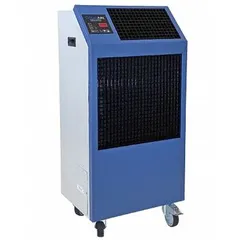 Indoor cooling-only portable air conditioner with 18,000 BtuH capacity. Operates on 115V AC. Suitable for spot cooling in areas from 375 to 750 square feet in industrial or commercial settings.