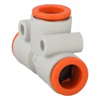 SMC Push-Fit Tee Fitting: 3/8 in OD x 3/8 in OD x 3/8 in OD Size, Polybutylene Terephthalate, White (MPN KQ2T11-00A)