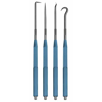 MOODY TOOL Scriber/Pick Set: ESD-Safe, 90° Angle/Curved/Straight, Round, Aluminum - Single-End Scribers