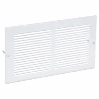Return Air Grille: Louvered Grille, White, Powder Coated, Steel, 7 3/4 in H, 13 3/4 in W, 1/4 in D (MPN 4MJP7)