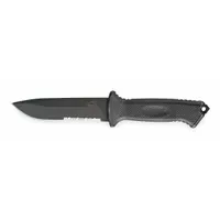 GERBER Fixed Blade Knife: Serrated, 9 3/4 in Overall Lg, Stainless Steel, Rubber, 4 3/4 in Blade Lg (MPN 22-41121)