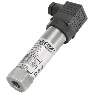 ASHCROFT Pressure Transmitter: 0 psi to 1,000 psi, 4 to 20mA DC, Hirschmann Form A DIN 43650-A - Intrinsically Safe with DIN 43650 Form A Connector
