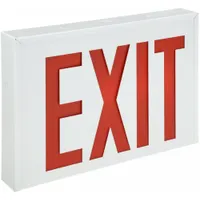 Exit Sign: LED, White, Red, 1 Faces, Ceiling, Not Battery Powered, New York City Approved (MPN LXNY W 3 R)