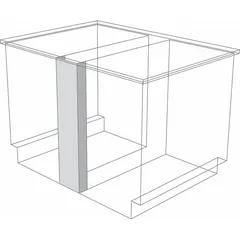 Steel cabinet filler designed to close vertical gaps between cabinets or between a cabinet and a wall. Overall height 35 1/8 in, depth 4 in, width 1 in. No drawers. Suitable for rear or center gap filling in industrial or commercial storage installations.