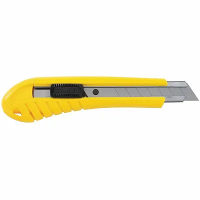 STANLEY Snap-Off Utility Knife: 7 in Overall Lg, Textured, 8 Segments, 0 Blades Stored - 18mm Blade Snap-Off Knives