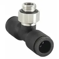 LEGRIS Push-Fit Tee Fitting: 8 mm OD x 8 mm OD x 1/8 in Pipe Size, Tube x Tube x MBSPP, Black, 10 PK (MPN 3198 08 10)