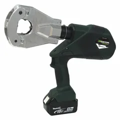 The GREENLEE EK6FTLX11 is a bare-tool cordless crimper from the Gator series, operating on the Makita 18V LXT platform. It features a dieless, latching head that accepts copper and aluminum conductors from 6 AWG to 750 kcmil. Suitable for crimping in power distribution, panel building, and utility maintenance applications.
