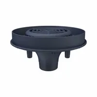 Cast iron promenade deck roof drain with no hub connection. Includes a 2[51] high overflow and low-profile pedestal paver dome. Overall height 8-7/8 in, overall width 15-5/8 in. Used for surface water drainage on pedestrian-accessible roof decks