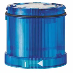 Steady light module from the KombiSIGN 71 series with a blue lens. Operates at 115V AC and has a 70 mm overall diameter with a 2 5/8 in overall height. Provides continuous visual indication for machine status or process signals in industrial control applications.