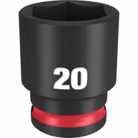MILWAUKEE Standard Impact Socket: 3/8 in Drive Size, Metric, 20 mm Socket Size, 6-Point, Std (MPN 49-66-6737)