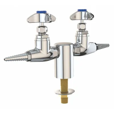 INSTOCK Needle Valve: Needle Valve, Threaded Shank, For Gas Media, 2 Handles, 2 Outlets - Laboratory Turrets & Valves