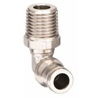 LEGRIS Push-Fit Elbow Fitting: 4 mm OD x 1/4 in Pipe Size, Push-to-Connect x MBSPT, Brass, Silver (MPN 3609 04 13)