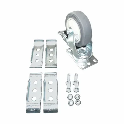 FLEXPIPE Caster Kit: Caster Kit, Silver/Gray, 250 lb Load Capacity - Max, Rubber - Casters & Feet for Clamp-On Pipe Systems