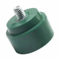 Replacement striking face for industrial hammers. Vinyl-coated surface protects workpieces from marring during assembly, metal forming, or demolition. Threaded 3/8-16 mounting. 2 in diameter.