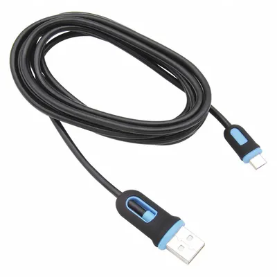 MOBILESPEC Standard USB Cable: Type A End 1, Micro B End 2, Black/Blue, 6 ft Lg - Standard USB & Lightning Cables