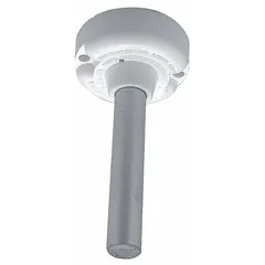UL-listed mechanical heat detector for indoor fire alarm systems. Surface-mount round design with white body. Rated 0.5 A at 125V AC, operates on 125V DC or 6 to 25V AC/DC. Suitable for heat detection in commercial or industrial facilities.