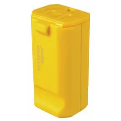 General-purpose straight blade connector rated 125V AC, 15A with NEMA 5-15R configuration. Features 2 poles and 3 wires in a yellow housing for easy identification. Suitable for power distribution in commercial and industrial settings, including portable equipment and temporary power applications.