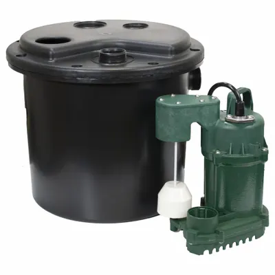 ZOELLER Sink Drain Pump System: 5 gal, 1/3 hp, 115V AC, 30 gpm Flow Rate @ 10' of Head - General Purpose Sink Drain Pump Systems