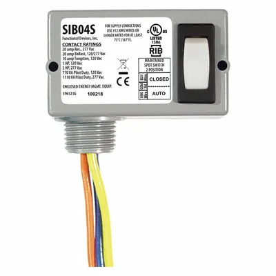 FUNCTIONAL DEVICES INC / RIB Prewired Rocker Switch: 2 Positions, SPST - Enclosed Prewired Rocker Switches