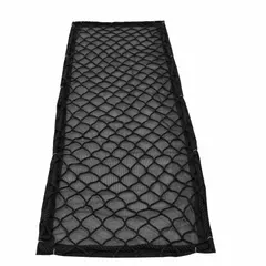 This heavy-duty nylon conveyor netting includes an integrated debris liner for enhanced containment of falling materials. With a 3 ft width, 25 ft length, and 1/2 in rope diameter, it is suitable for use in industrial conveyor systems to catch debris and protect personnel.