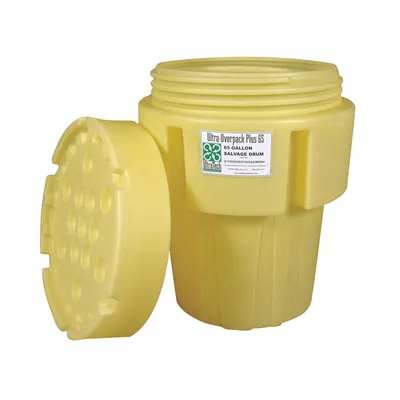 ULTRATECH Overpack Drum: LDPE, 65 gal, Screw-On Lid, Unlined/No Interior Coating - Nestable Plastic Overpack Drums