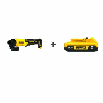 DEWALT Angle Grinder: 4 1/2 in Wheel Dia, Brushless Motor, 2.0 Ah, 20V DC, Std Head - DEWALT Cordless Angle Grinders