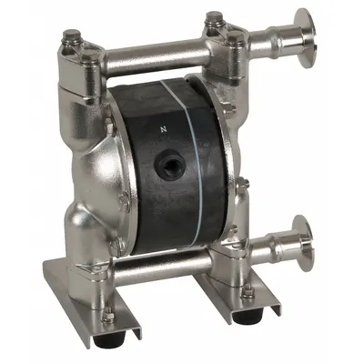 Dayton Double Diaphragm Pump: 316 Stainless Steel, 1 in, Tri-Clamp, 14 gpm - FDA-Compliant AODD Pumps