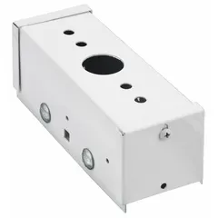 Steel pendant monopoint splice box for use with 3/4 in rigid conduit. Includes side cover. White, unfinished finish. Provides a junction point for pendant-mounted lighting installations in commercial or industrial settings.