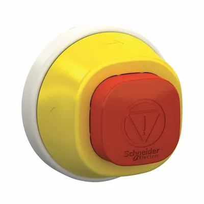 SCHNEIDER Emergency Stop Push Button: Red, 22 mm Mounting Size, Non-Metallic - Illuminated Mushroom-Head Push-Button Operators