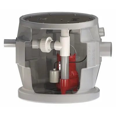 LIBERTY PUMPS Sewage Ejector System: 41 gal, 2/5 hp, 115V AC, 95 gpm Flow Rate @ 10' of Head - Simplex Sewage Ejector Pump Systems