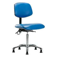 ESD Task Chair, Vinyl, Armless, Blue, 21 1/2" to 29" Height