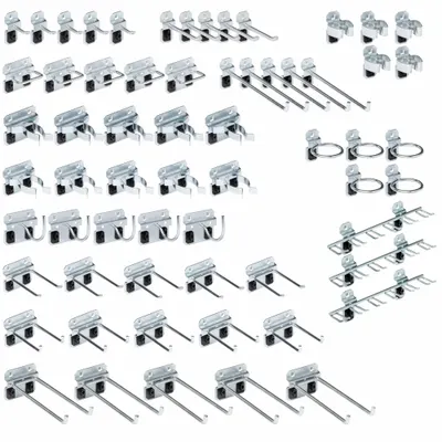 TRITON PRODUCTS Lock Hook Kit for Square-Hole Pegboard, 63 Hooks, Silver - Hook & Toolholder Assortments for Square-Hole Pegboard