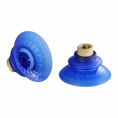 SCHMALZ Vacuum Pad Assembly: Bellows, 1.5 Folds, 3/8 in NPT, 91 mm Pad Dia, Elastodur ED - Bellows Type Automotive Industry Vacuum Pad Assemblies