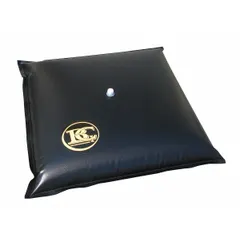 This water-filled drain-cover seal is constructed from black PVC coated fabric and measures 58 in L x 58 in W with a thickness of 1 in. It is designed to cover drains up to 46 in L x 46 in W, providing a weighted barrier for spill containment and vapor sealing in industrial settings.
