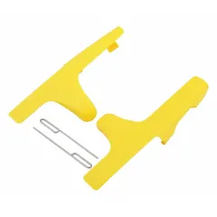 Yellow plastic dust cap designed to cover eye/face wash spray heads when not in use, protecting them from debris and contamination. Compatible with Halo series units and replaces manufacturer part numbers S19-224PDCFW and S19-224DCFW.
