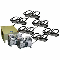 Fine bubble diffuser system with 3 to 5 mm bubble size. Maximum air flow 9.6 cfm, surface area 452 sq ft. Used for aeration in wastewater treatment and aquaculture basins.