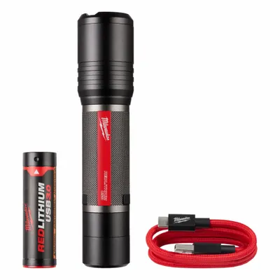 MILWAUKEE Flashlight: Rechargeable, 2,000 lm, 1.75 hr Run Time at Max. Brightness - Rechargeable Flashlights