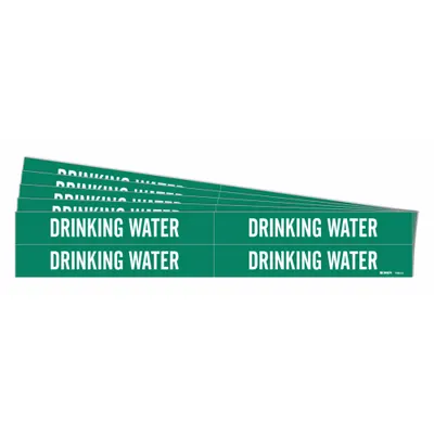 BRADY Pipe Marker: Drinking Water, Green, White, Fits 3/4 to 2 3/8 in Pipe O.D. - Drinking Water Adhesive Pipe Markers