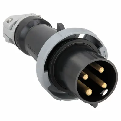HUBBELL Pin and Sleeve Plug: Black, 600V AC, Three Phase, 60 A, 3 Pole, 4 Wire - Watertight Plugs