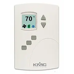 BACnet MS/TP protocol controller for heat pumps with auxiliary heat. Operates on 24V AC with 6 relay outputs and 0 relay inputs. Provides on/off temperature adjustment and fan control. Compatible with occupancy sensor. Includes white backplate. No humidification or dehumidification control.