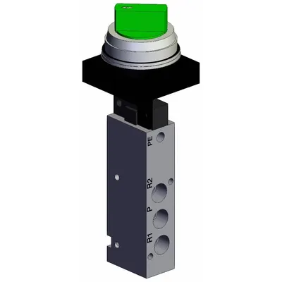 SMC Shuttle Valve: VZM500 Series, 2 Position Twist Actuator, 5 Ports, 1/8 in - VZM Series Manual Air Control Valves