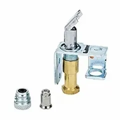 Pilot burner for gas-fired heating systems. Provides a stable flame to ignite the main burner in furnaces, boilers, and water heaters. Used as a replacement part in HVACR applications.