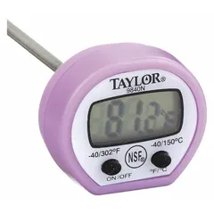 This stem thermometer features a 1/8 in diameter, 5 in overall length, and an LCD display. It is metal detectable and NSF certified, with auto-off function and ±2 °C accuracy. Suitable for food temperature measurement in commercial kitchens and food processing environments.