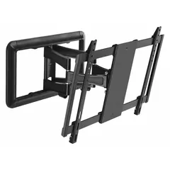Steel full motion mount for 32 to 52 inch screens, supporting up to 100 lb. Offers 45° swivel and 10° upward tilt. Black powder-coated finish. Includes mounting hardware for wall installation.