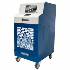 This cooling-only portable air conditioner delivers 23,500 BtuH and operates on 230V AC. It includes an air filter and is designed for indoor use. Suitable for spot cooling in large indoor spaces such as warehouses, factories, or event halls.