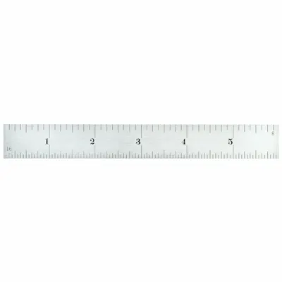 STARRETT Steel Rule, Spring Tempered: C604R-6, 6 in, 0.05 in Thick, 1/64 in, Chrome - Steel Rulers