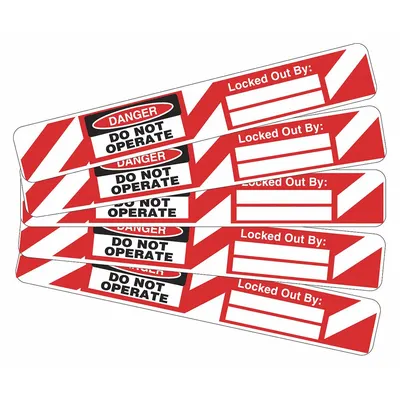 BRADY Lockout Tag: Danger, Locked Out Device, Vinyl, Locked Out By, English, Danger - Safety