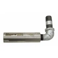 This stainless steel bleed valve is designed as a scald protection accessory for emergency showers. It features a 1/2 in NPT female connection and is constructed from corrosion-resistant stainless steel. Used in safety shower systems to help prevent hot water surges